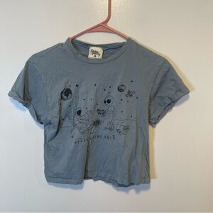 Dirtee Laundry blue Graphic‎ Crop Top women’s size small